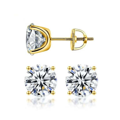S925 silver moissanite screw back earrings