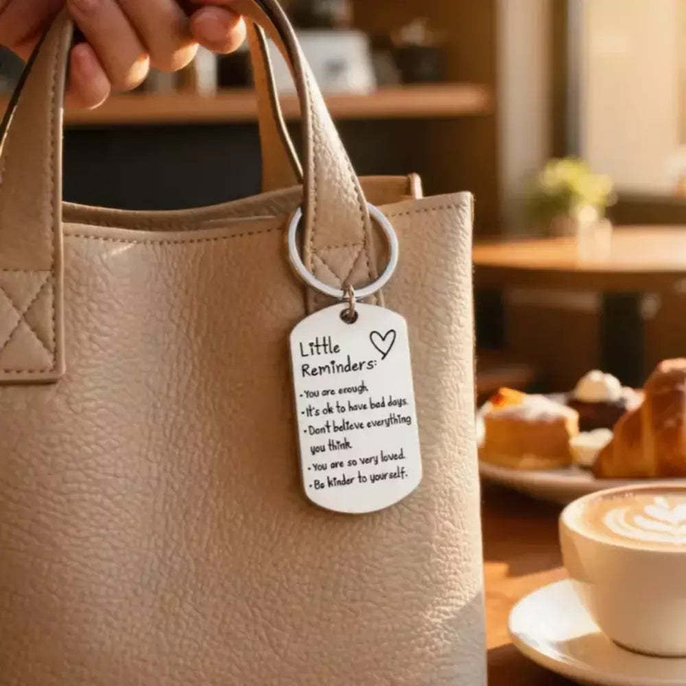Inspirational keychain attached to everyday keys