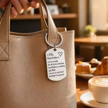 Inspirational keychain attached to everyday keys