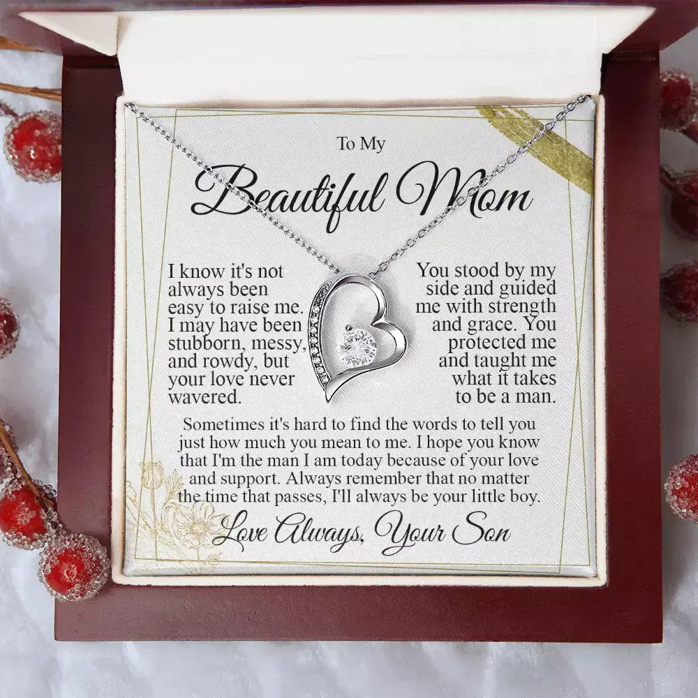 Silver heart necklace designed as a gift for Mom