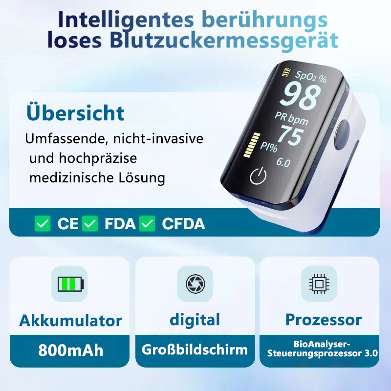 Nicht-invasives Blutzuckermessgerät, das Herzfrequenz, Blutdruck und Blutzuckerspiegel misst