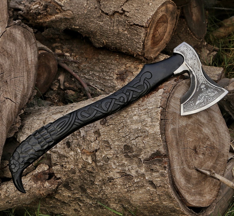 Handmade Viking Style Raven Axe image 4
