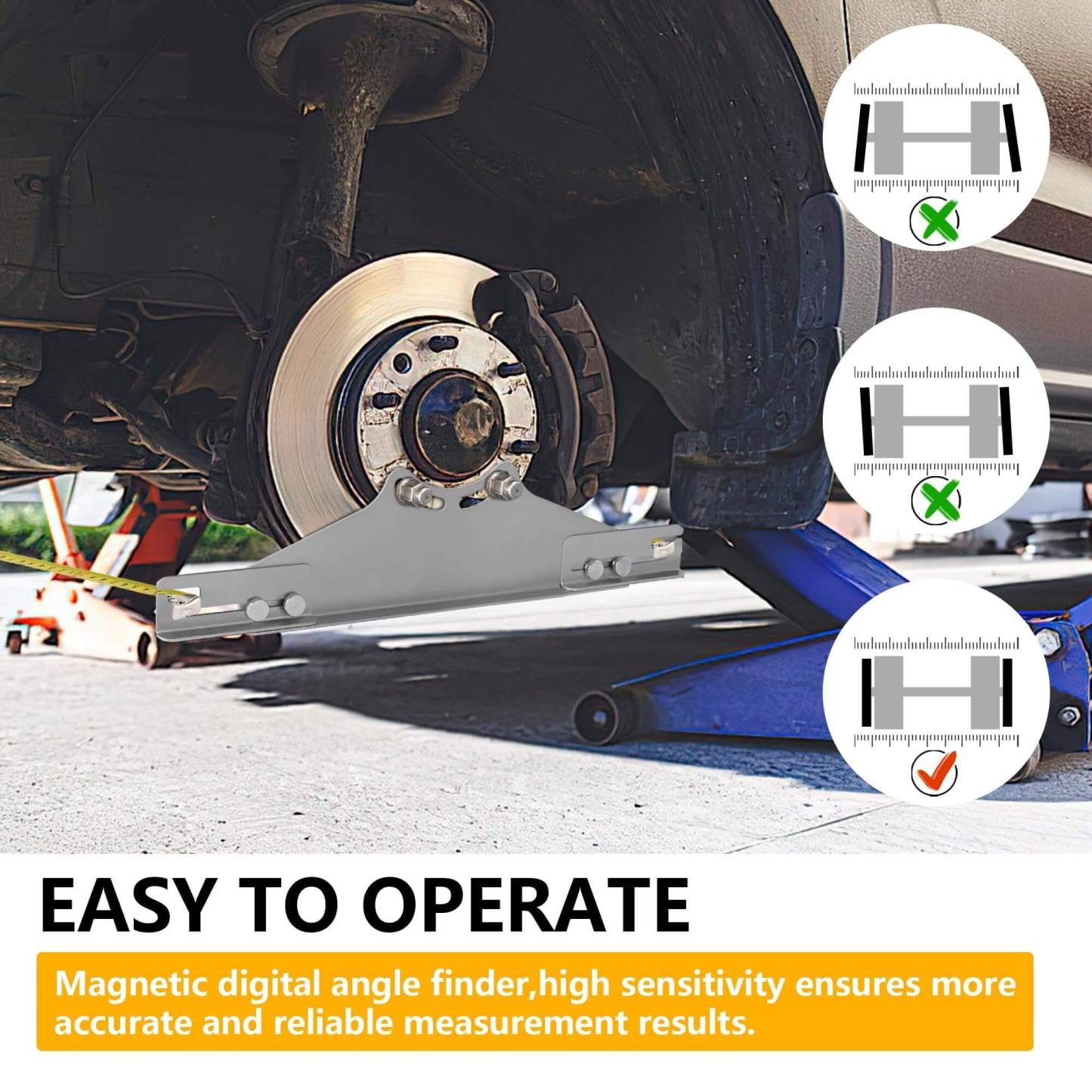 Toe Alignment Tool Toe Plates Wheel Alignment Tool Automotive with 2 Tape Measures and 1 Digital Angle Finder Provides Accurate Fast Wheel Alignment Measurements for Car, ATV, UTV
