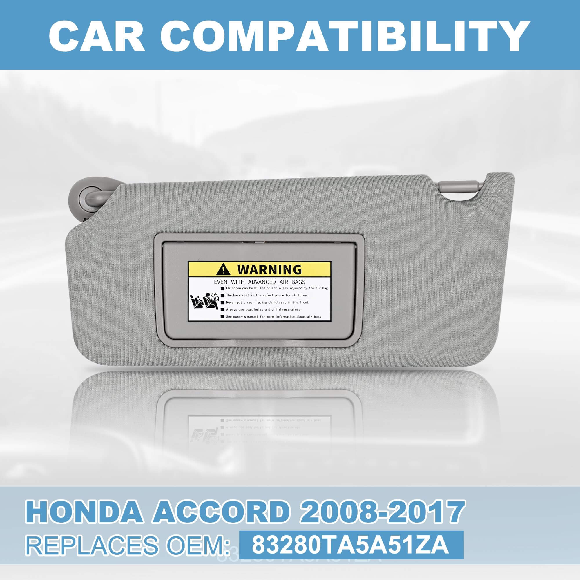 PHATRIP Driver Left Side Sun Visor with Light Compatible with Honda Accord