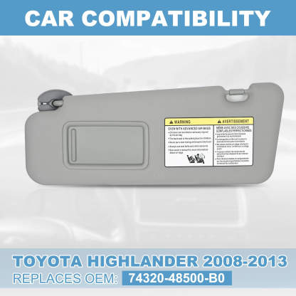 PHATRIP Driver Left Side Sun Visor with Light Compatible with Toyota Highlander