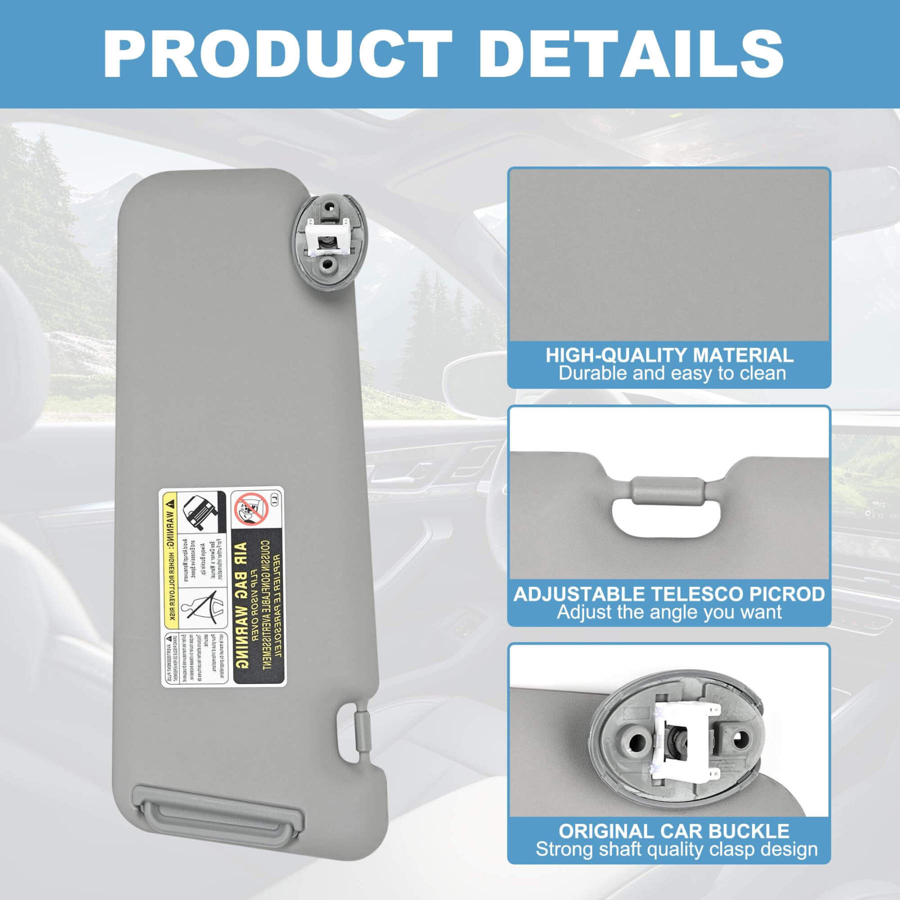 PHATRIP Driver Left Side Sun Visor with Light Compatible with Toyota Highlander