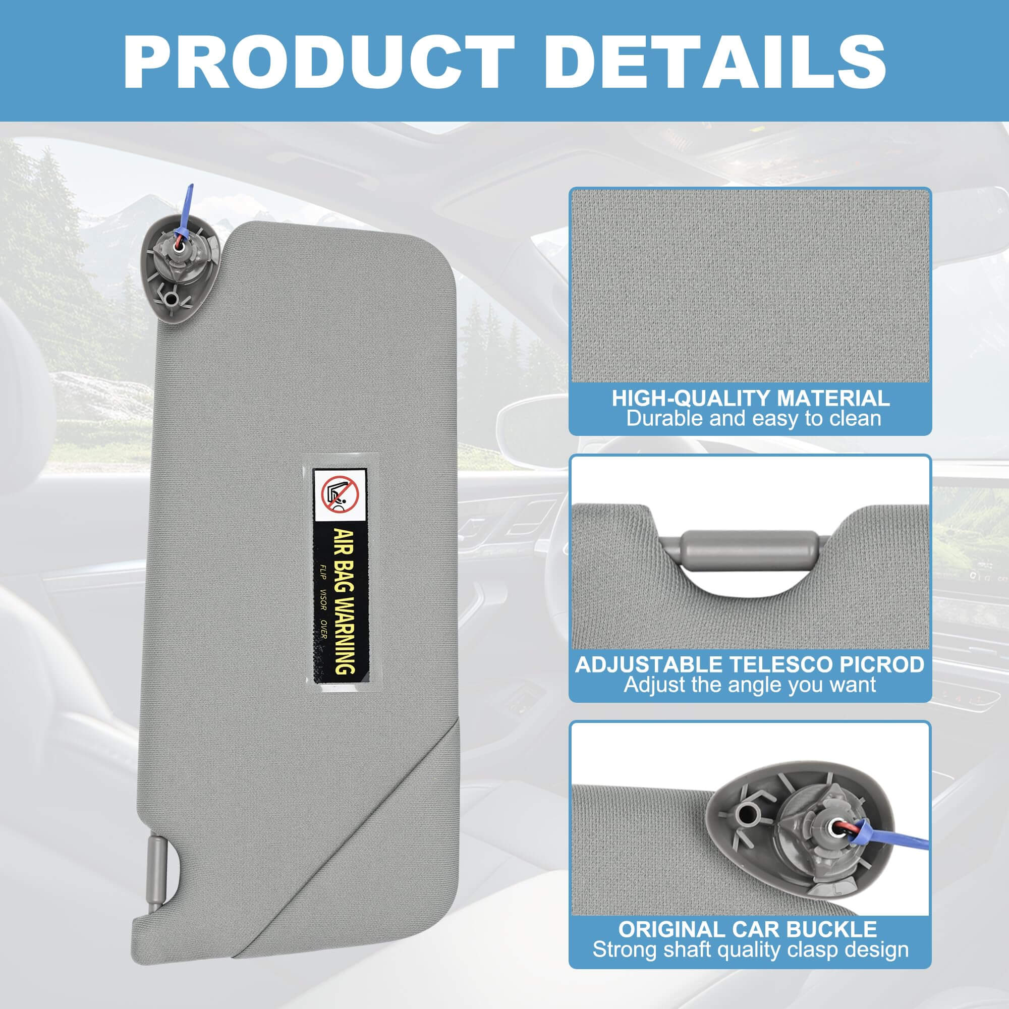 PHATRIP Driver Left Side Sun Visor with Light Compatible with Honda Accord