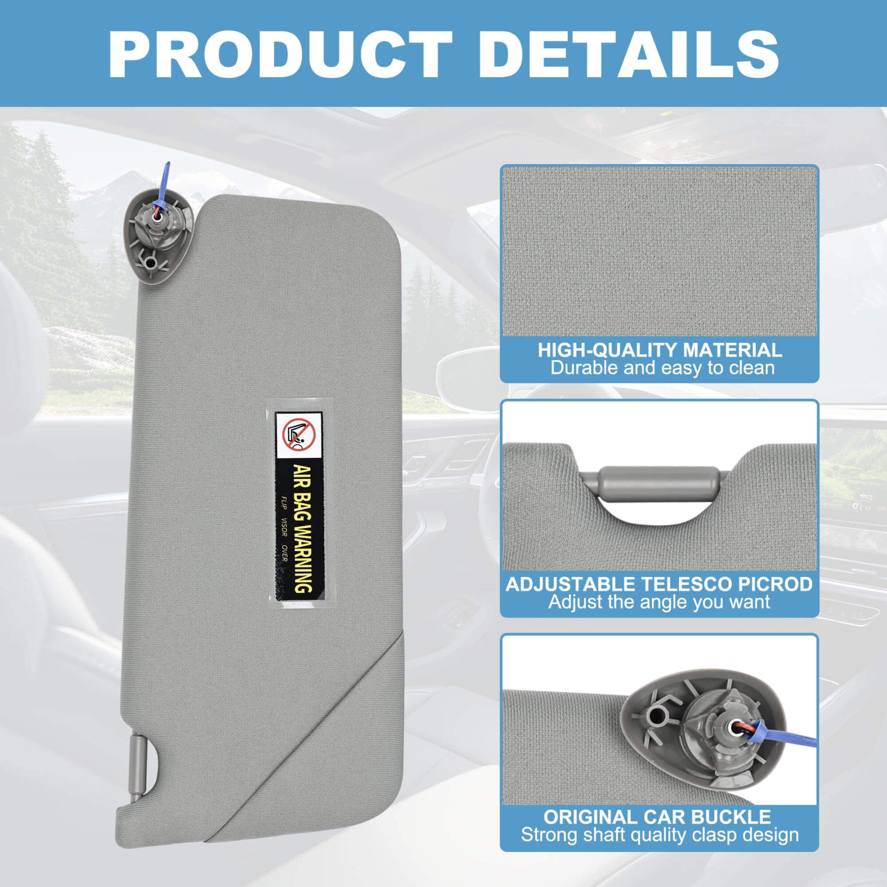 PHATRIP Driver Left Side Sun Visor with Light Compatible with Honda Accord