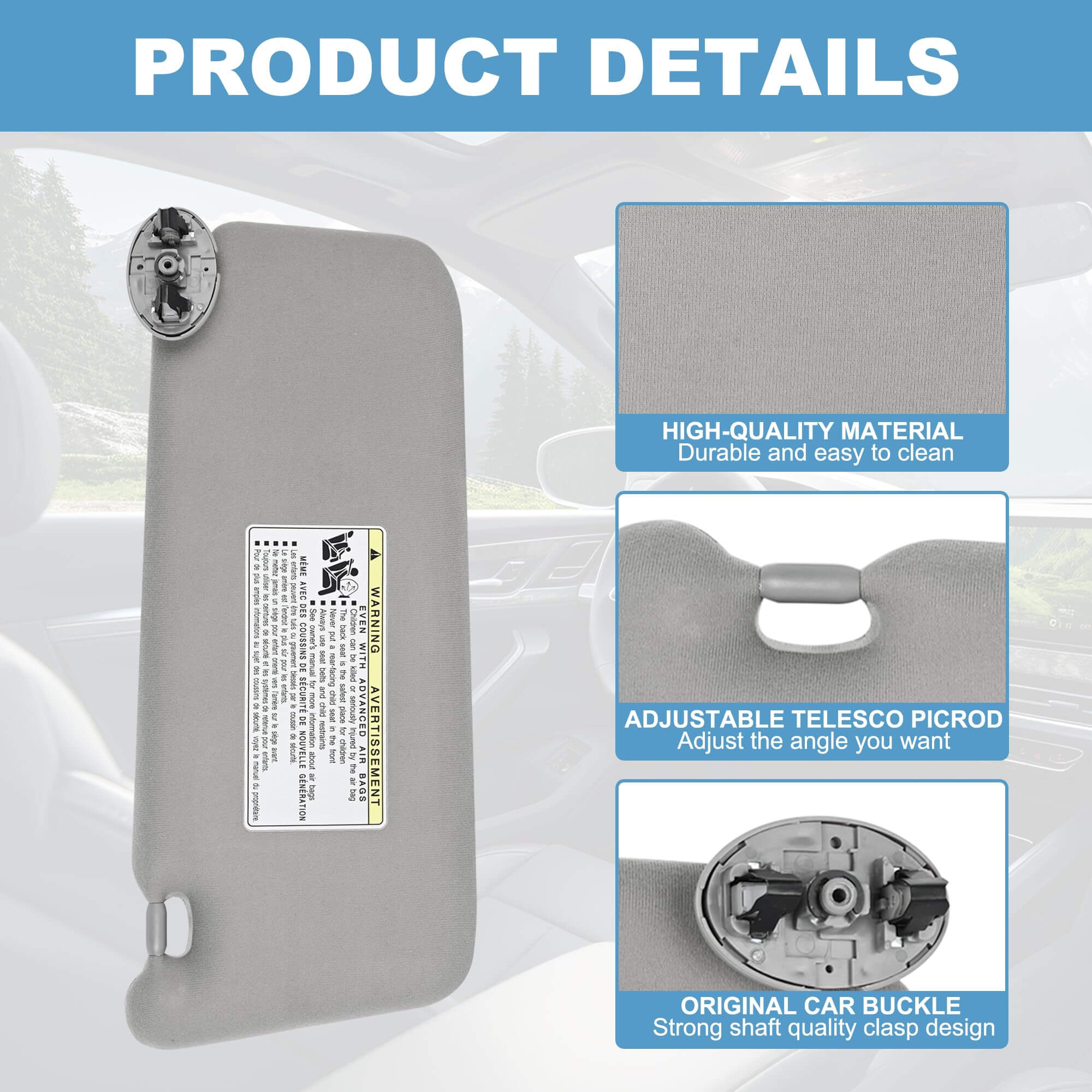 PHATRIP Driver Left Side Sun Visor without Light Compatible with Toyota Camry