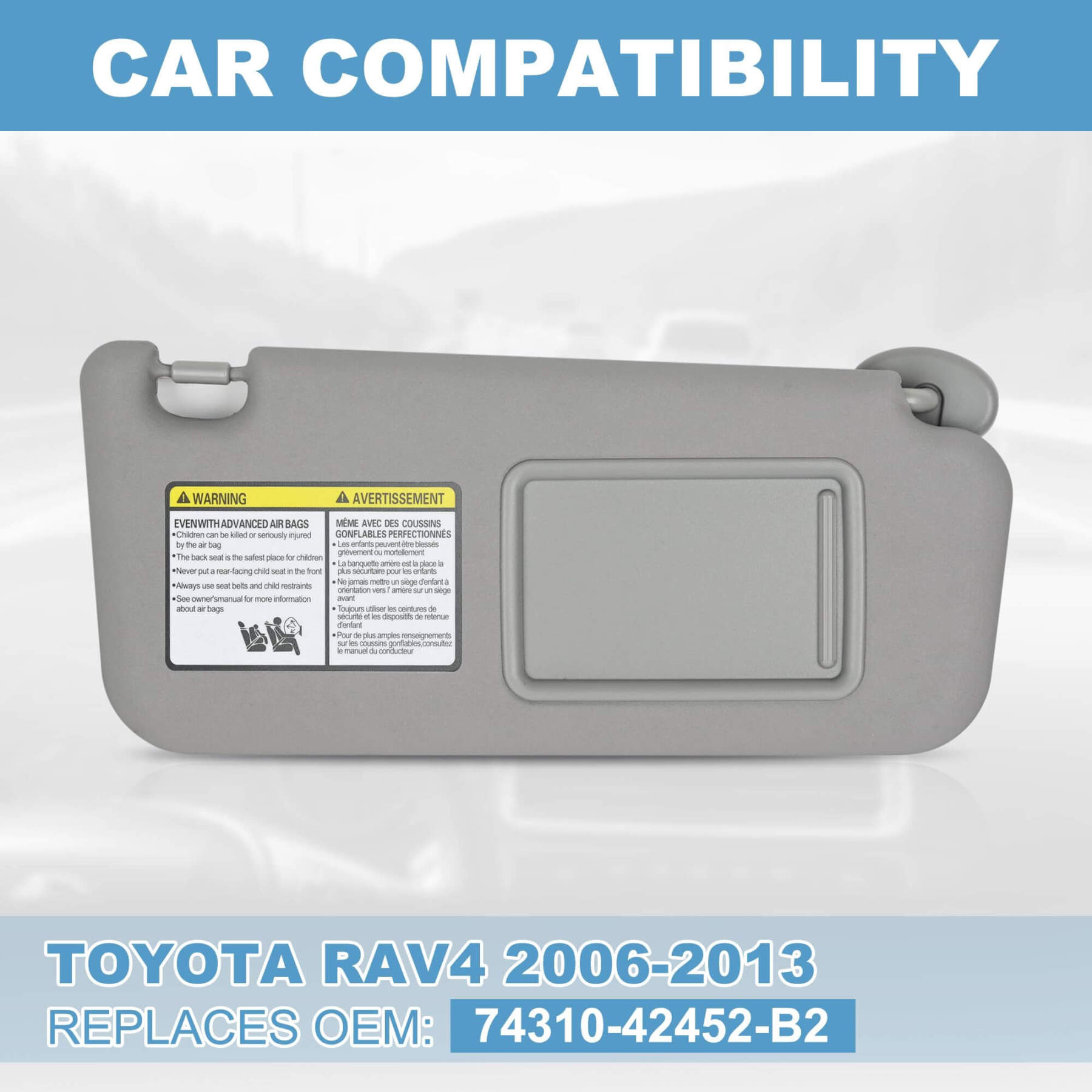 PHATRIP Right Passenger Side Sun Visor Compatible with Toyota RAV4