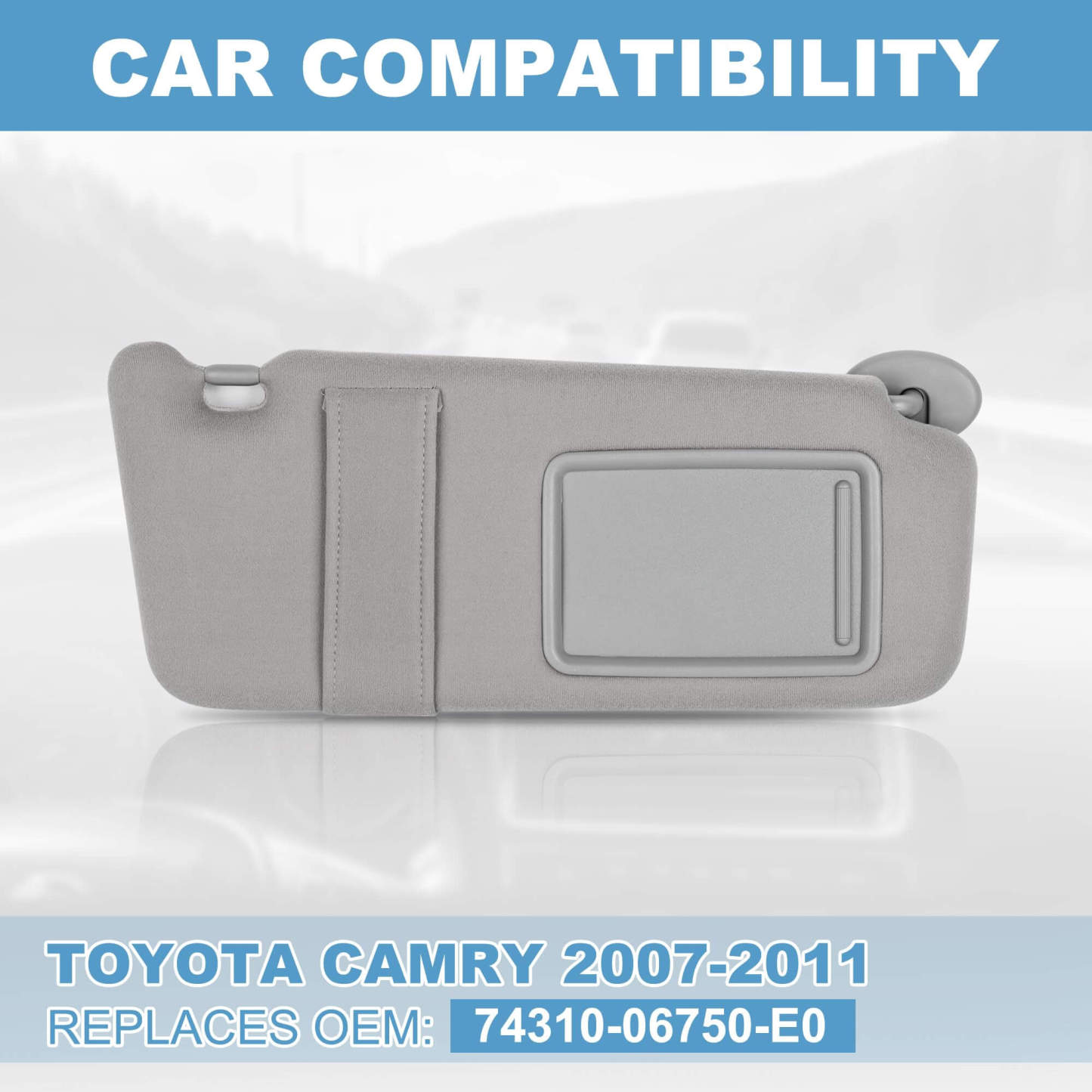 PHATRIP Right Passenger Side Sun Visor without Light Compatible with Toyota Camry