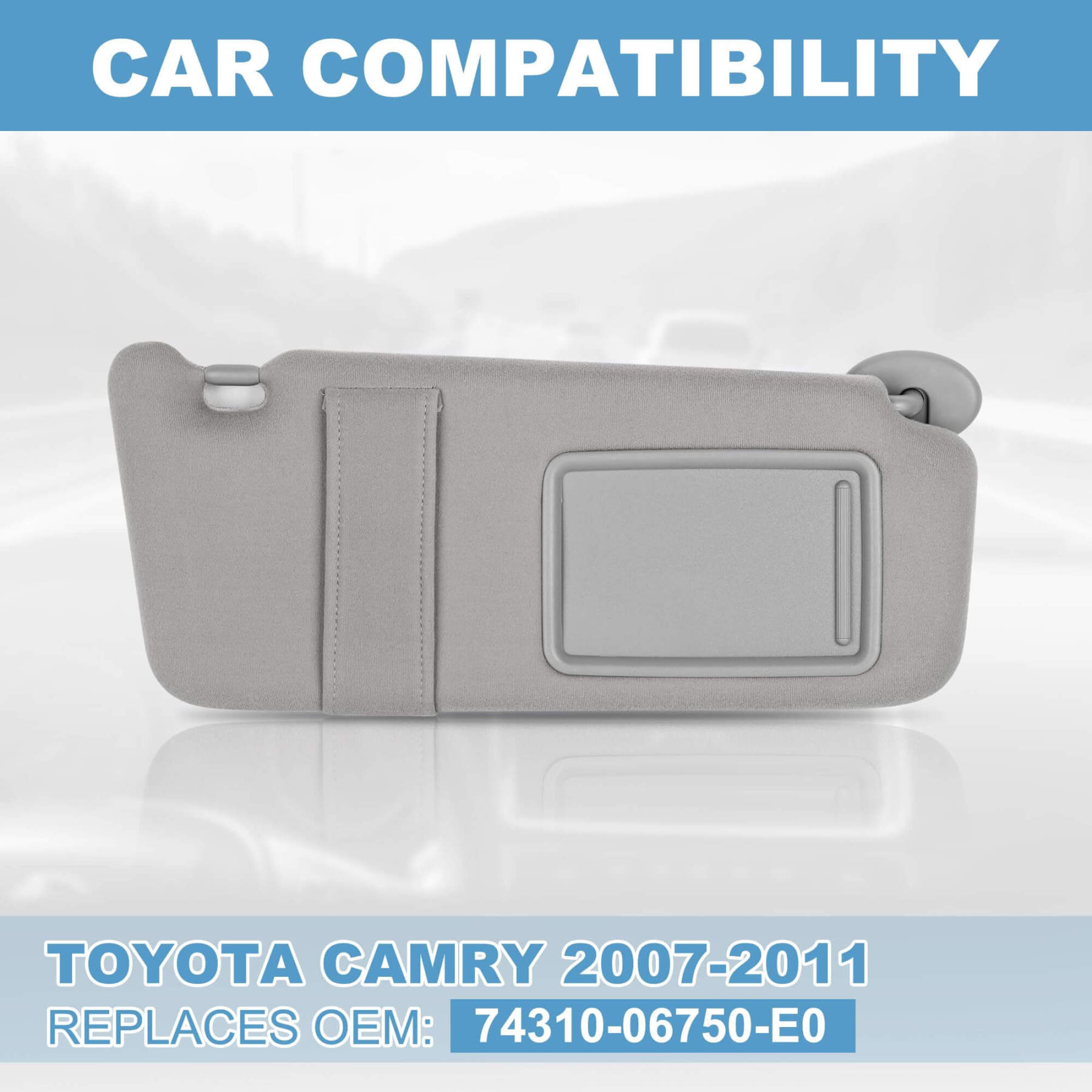 PHATRIP Right Passenger Side Sun Visor without Light Compatible with Toyota Camry