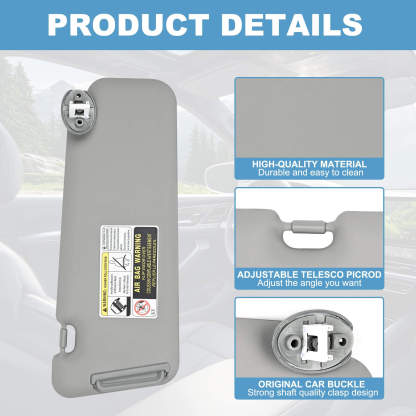 PHATRIP Right Passenger Side Sun Visor with Light Compatible with Toyota Highlander