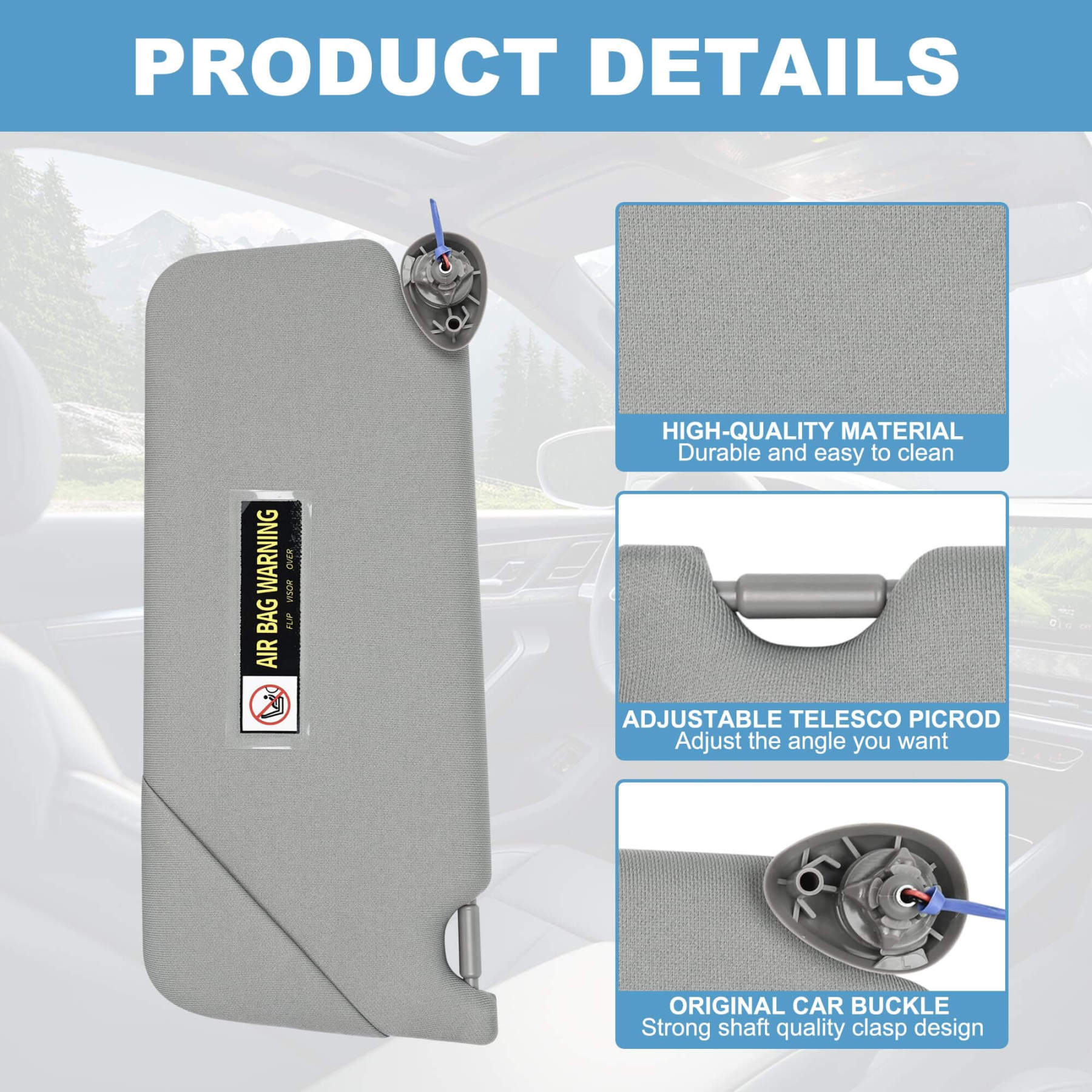 PHATRIP Right Passenger Side Sun Visor with Light Compatible with Honda Accord