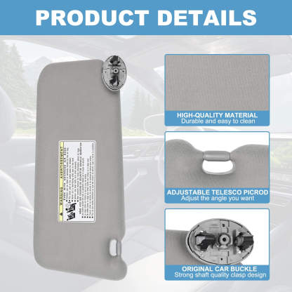 PHATRIP Right Passenger Side Sun Visor without Light Compatible with Toyota Camry