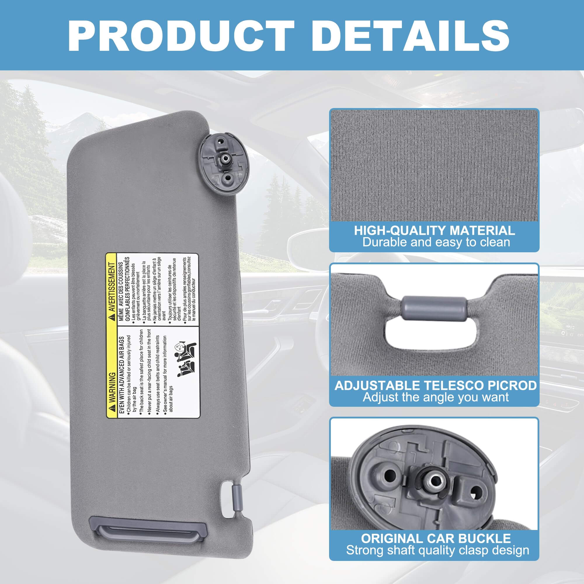 PHATRIP Right Passenger Side Sun Visor Compatible with Toyota Tacoma