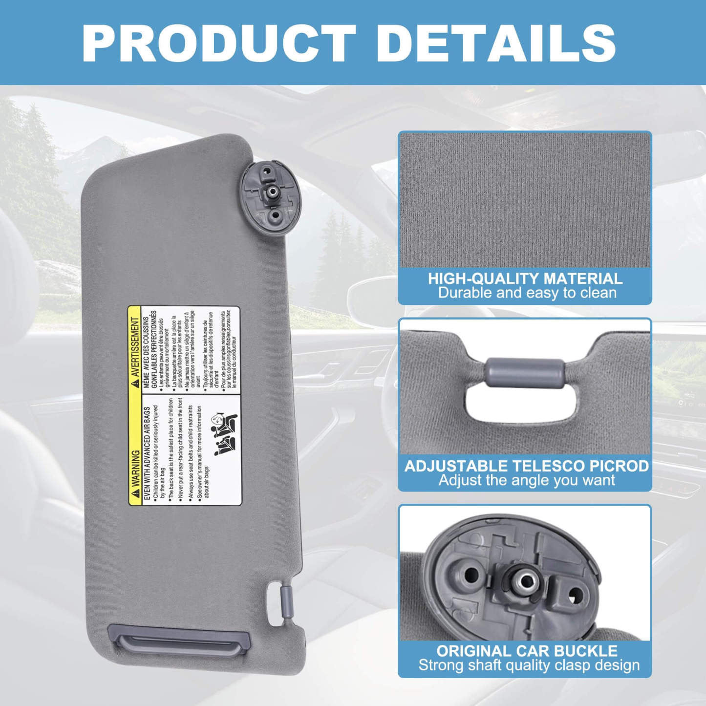 PHATRIP Right Passenger Side Sun Visor Compatible with Toyota Tacoma