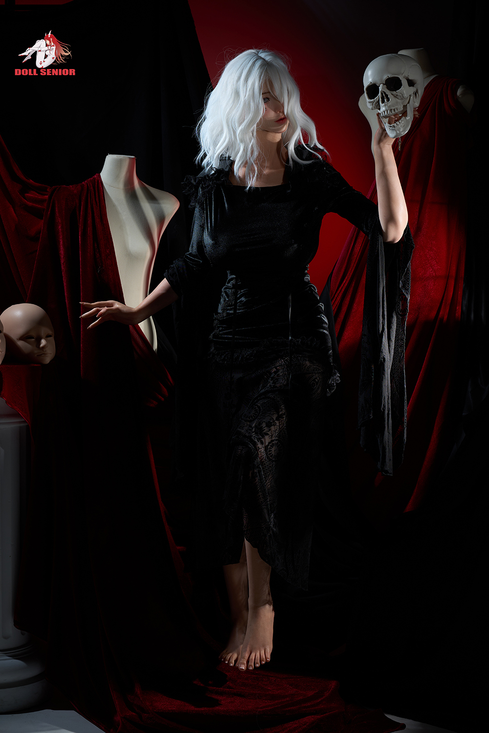 170cm G-Cup Silicone Sex Doll - Teresa Hood | White-Haired Witch Cosplay, Enchanting Silicone Realism