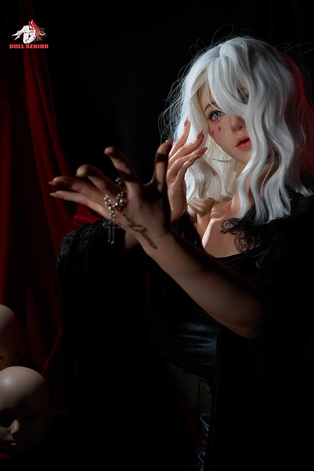 170cm G-Cup Silicone Sex Doll - Teresa Hood | White-Haired Witch Cosplay, Enchanting Silicone Realism