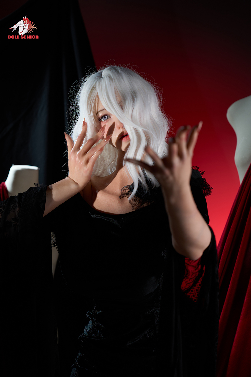 170cm G-Cup Silicone Sex Doll - Teresa Hood | White-Haired Witch Cosplay, Enchanting Silicone Realism