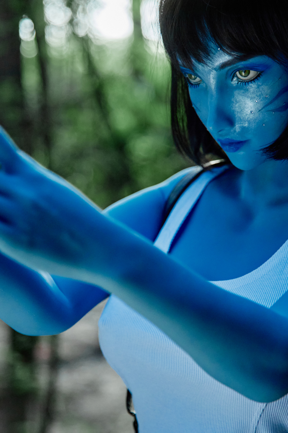 158cm C-Cup Silicone Head Sex Doll - Nyxira Luminescent Blue Skin & Silicone Head Realism