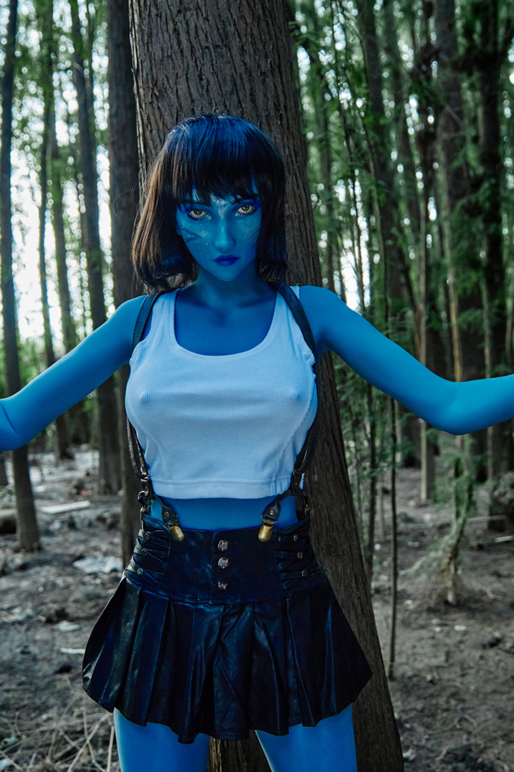 158cm C-Cup Silicone Head Sex Doll - Nyxira Luminescent Blue Skin & Silicone Head Realism