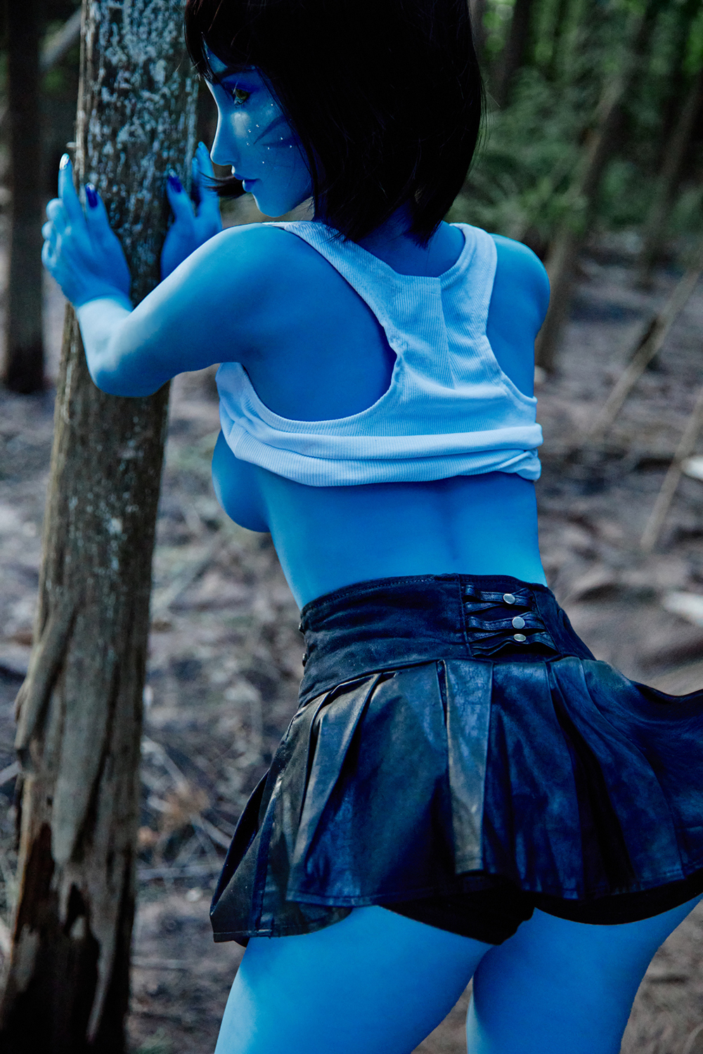 158cm C-Cup Silicone Head Sex Doll - Nyxira Luminescent Blue Skin & Silicone Head Realism