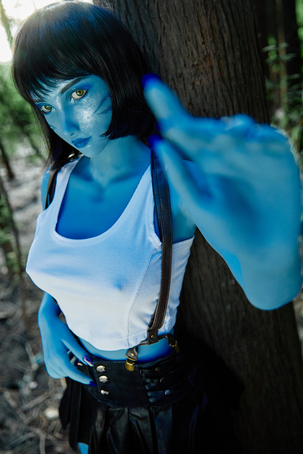 158cm C-Cup Silicone Head Sex Doll - Nyxira Luminescent Blue Skin & Silicone Head Realism