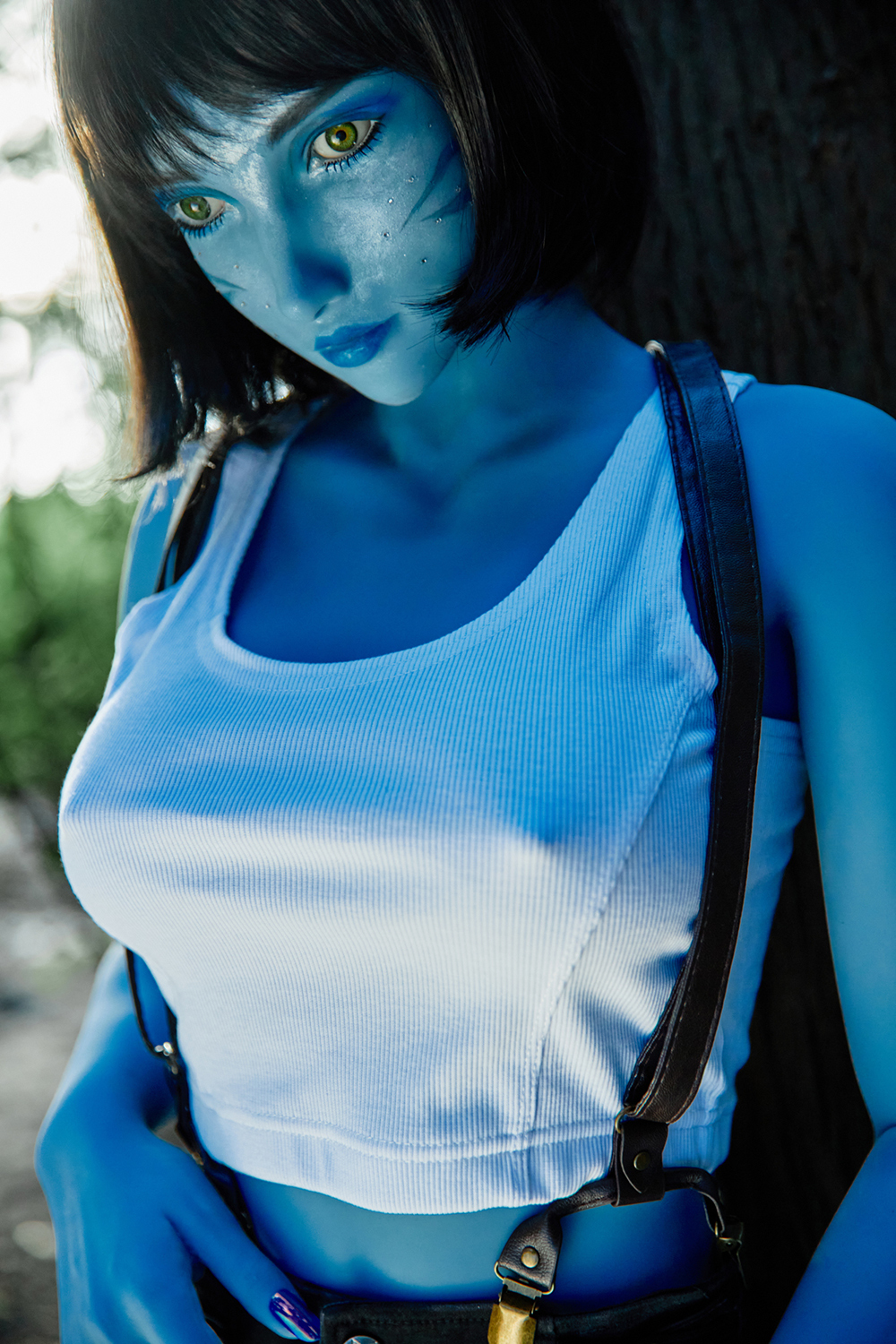 158cm C-Cup Silicone Head Sex Doll - Nyxira Luminescent Blue Skin & Silicone Head Realism