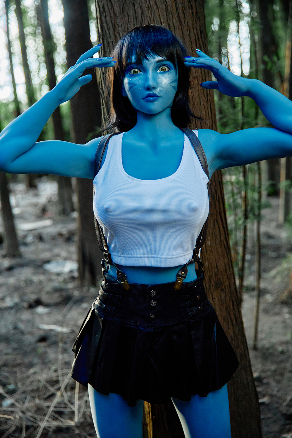 158cm C-Cup Silicone Head Sex Doll - Nyxira Luminescent Blue Skin & Silicone Head Realism