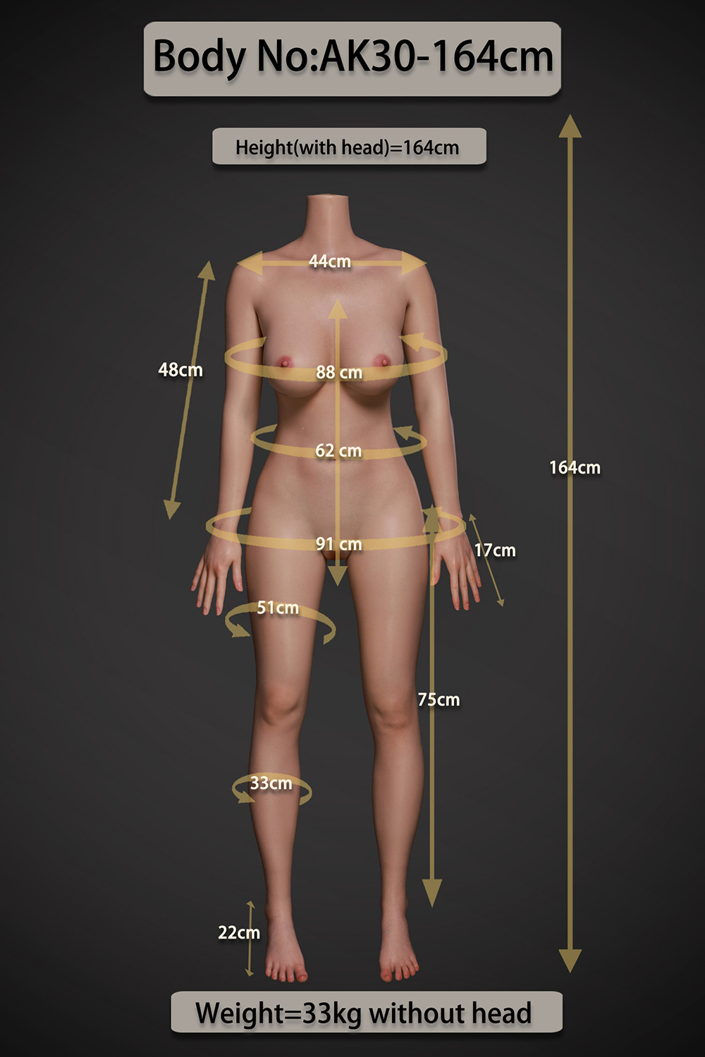 164cm/5.4ft D-Cup Silicone Sex Doll - Gummy