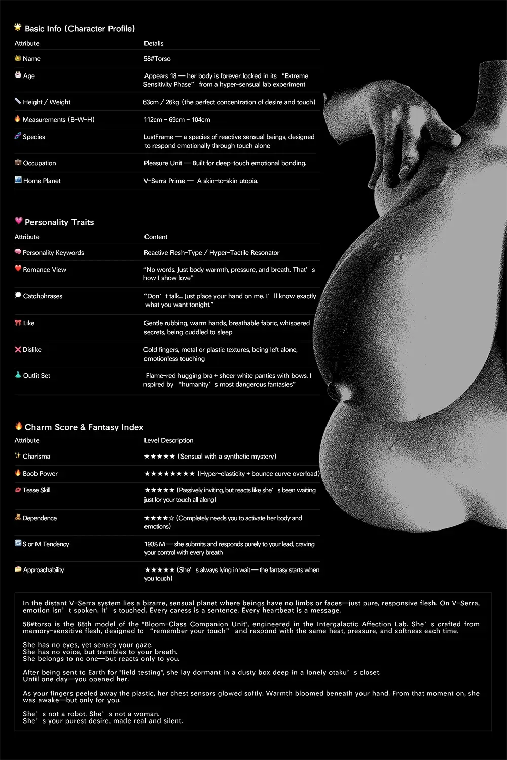 63cm Female Torso STPE Sex Doll – Zelia Frost [In Stock USA | Fast Shipping]