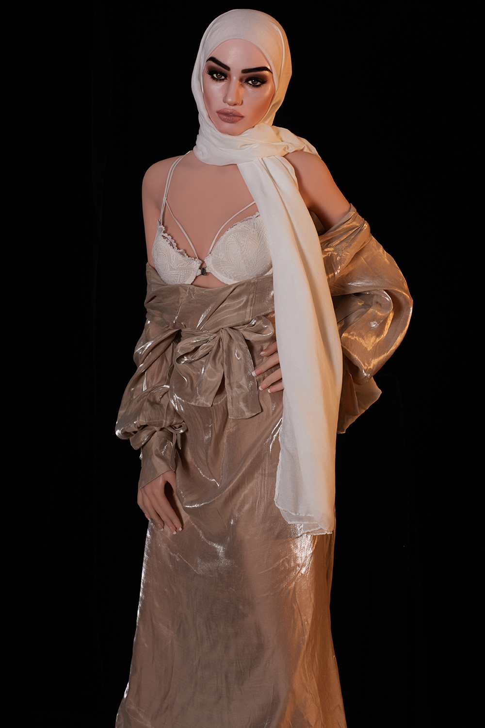 177cm C-Cup Silicone Head Sex Doll - Zarissa Middle Eastern Beauty with Elegant White Hijab