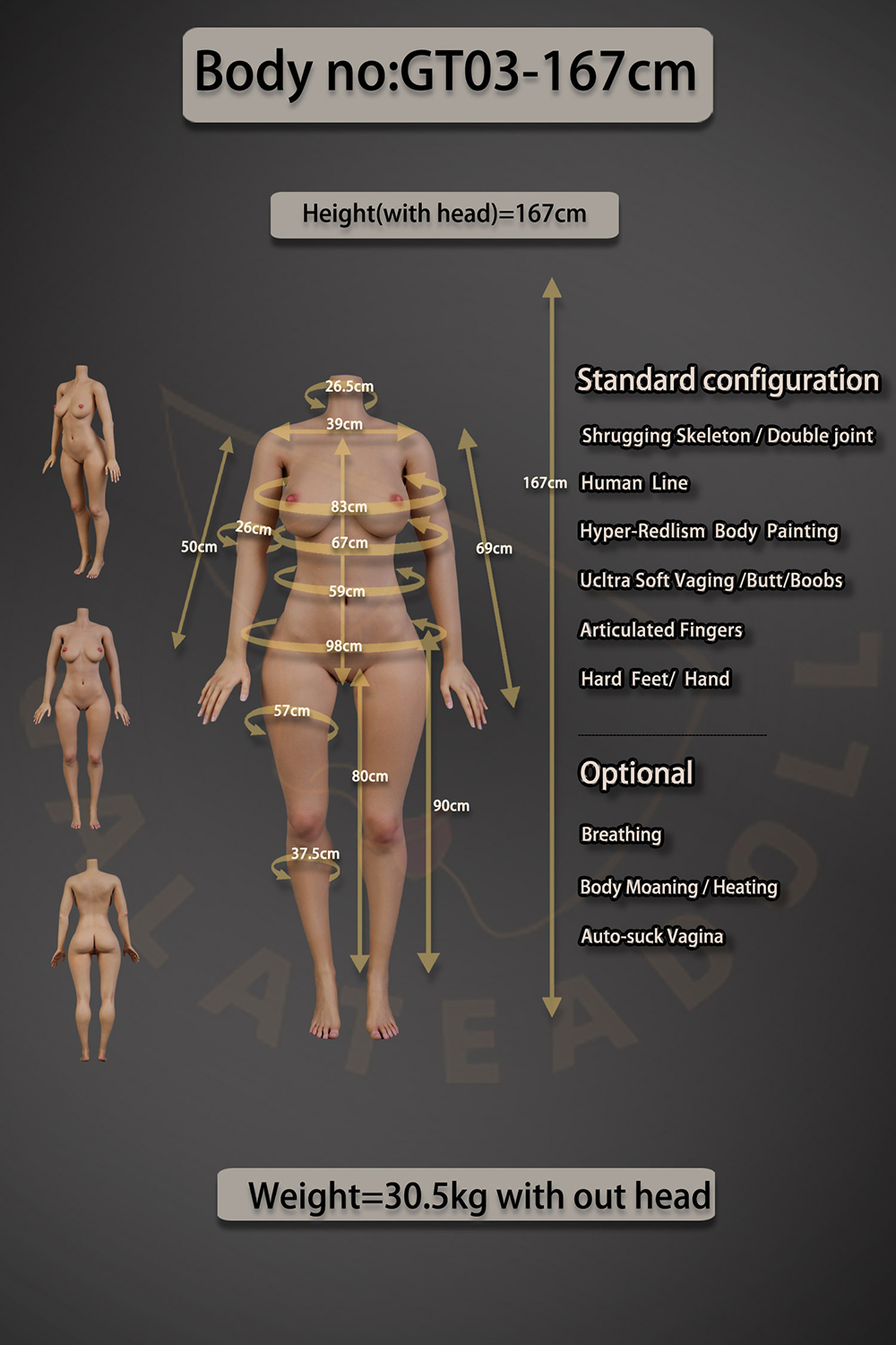 167cm C-Cup Silicone Sex Doll - Nyvianne 100% Silicone Material, Realistic Bionic Design & Ultra-Soft Feel