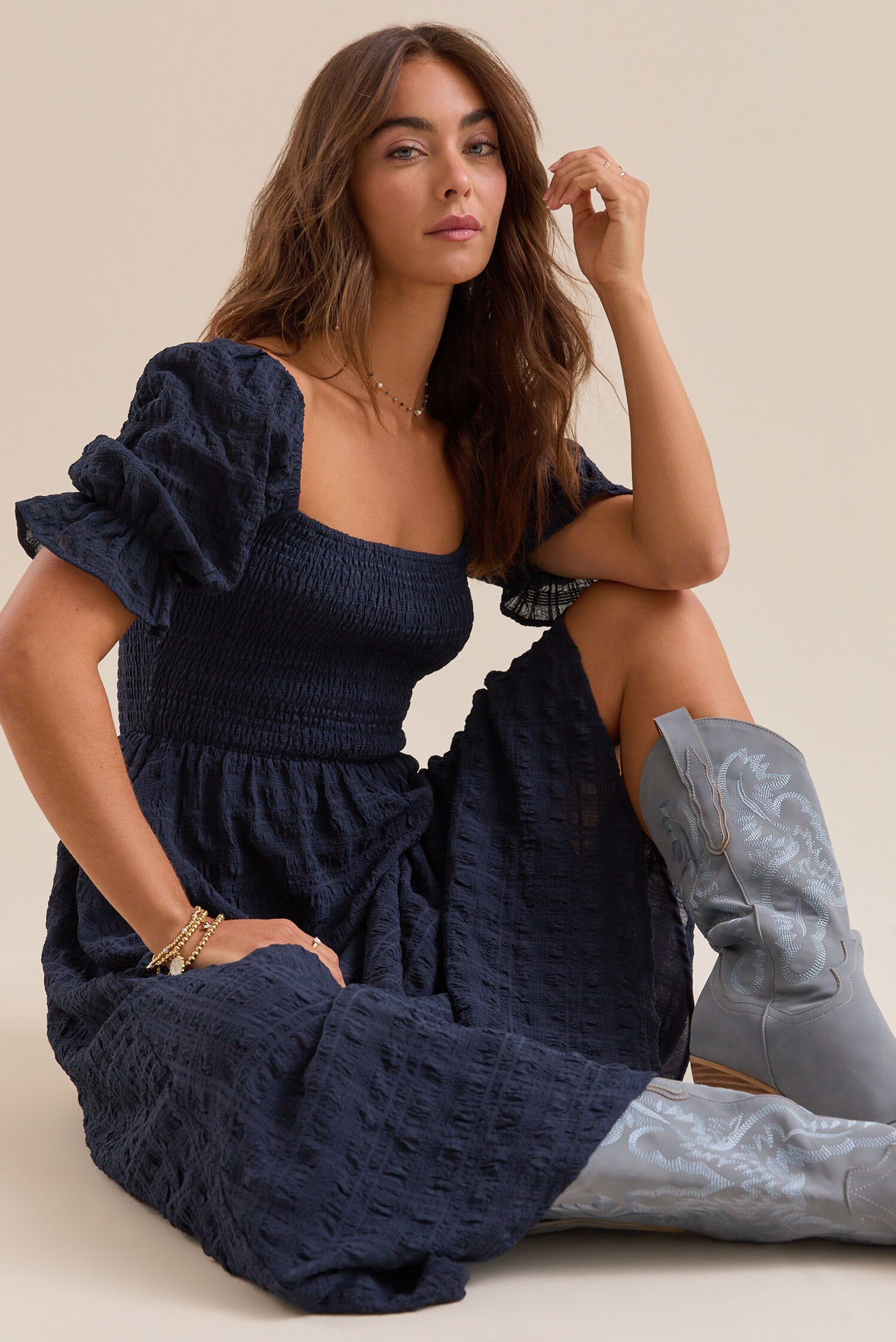 Altar'd State Mylee Textured Midi Dress