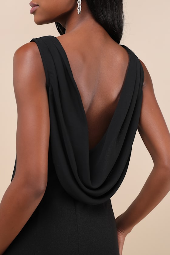 Lulus Perfection Bound Black Sleeveless Cowl Back Mini Dress