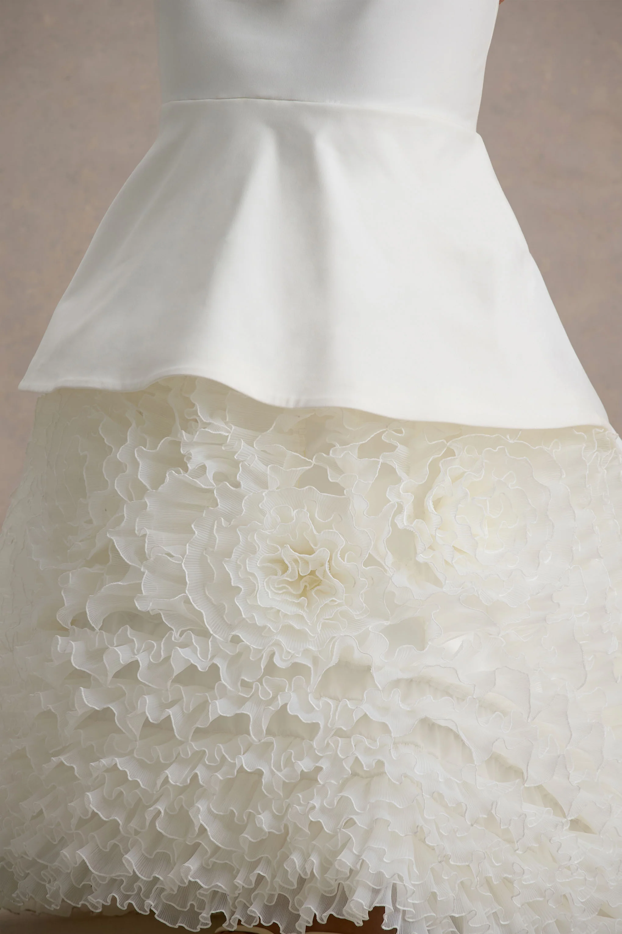 White & Cream Bardot Maxi Dress With Tulle Skirt