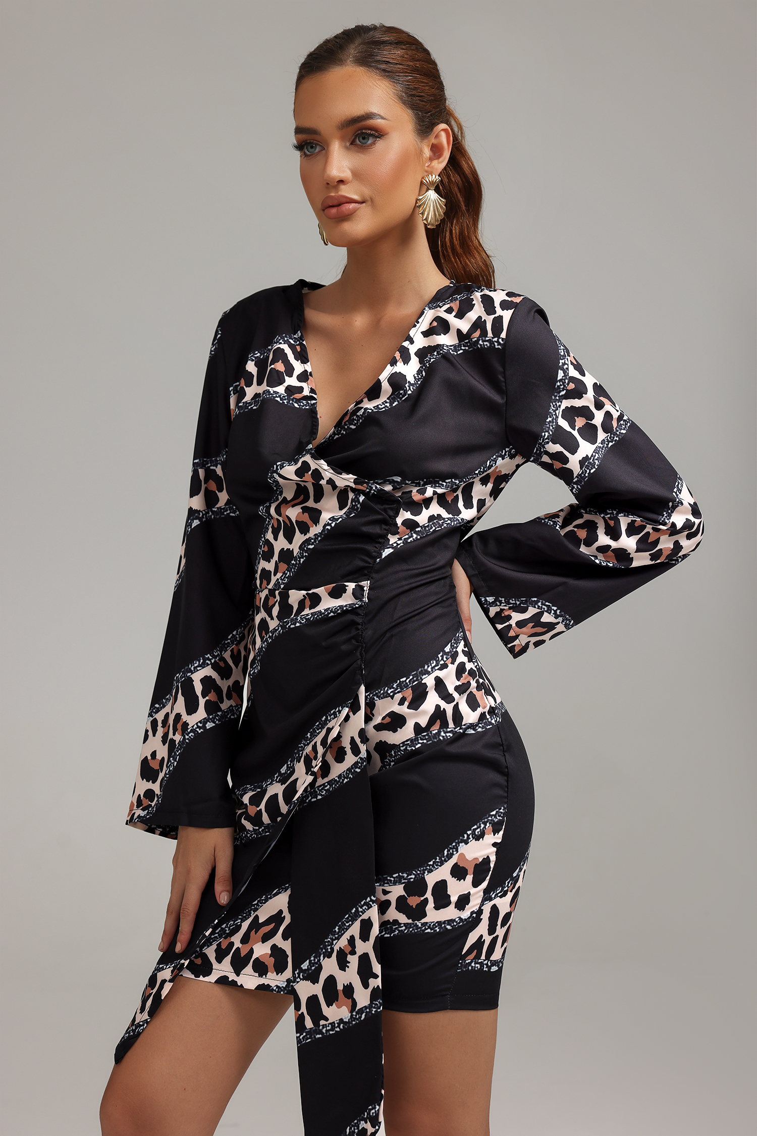 Zimino V-Neck Printed Mini Dress