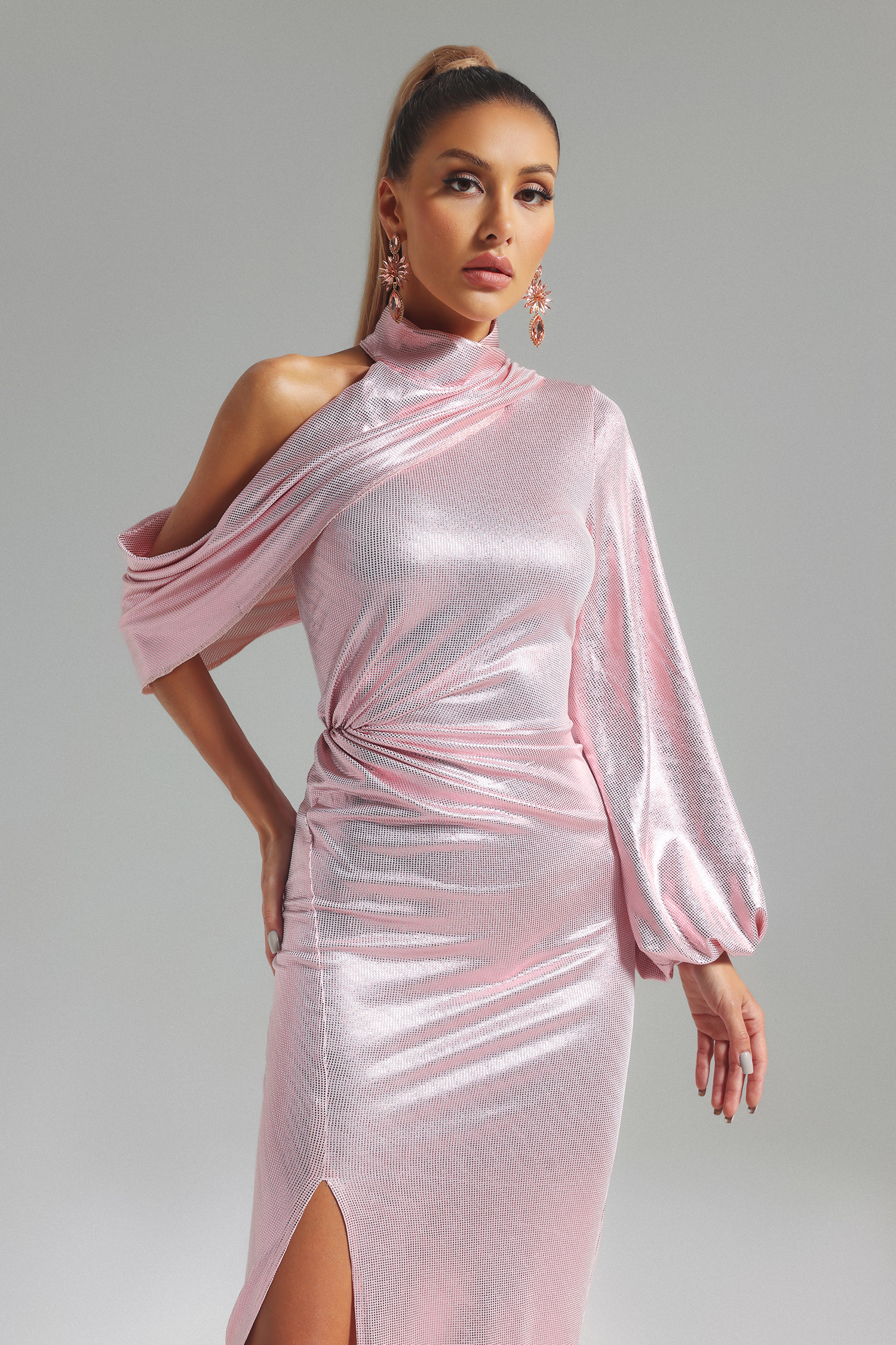 Evie One Shoulder Mesh Maxi Dress