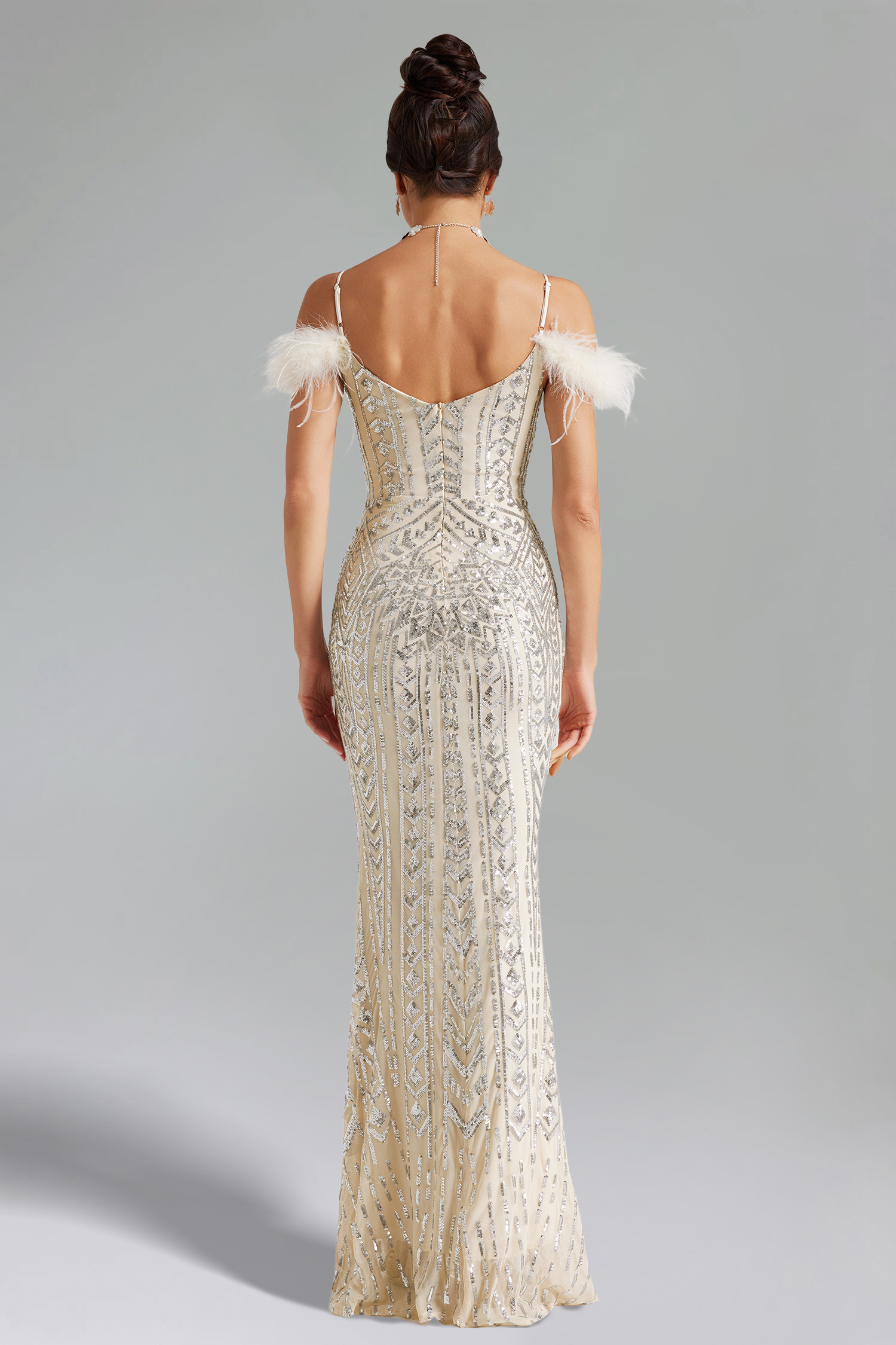 Trese Silver Sequined Fishtail Dress