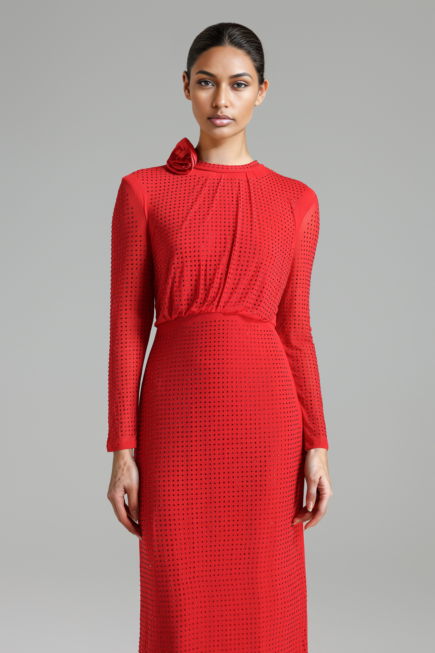 Johe Diamante Flower Maxi Dress