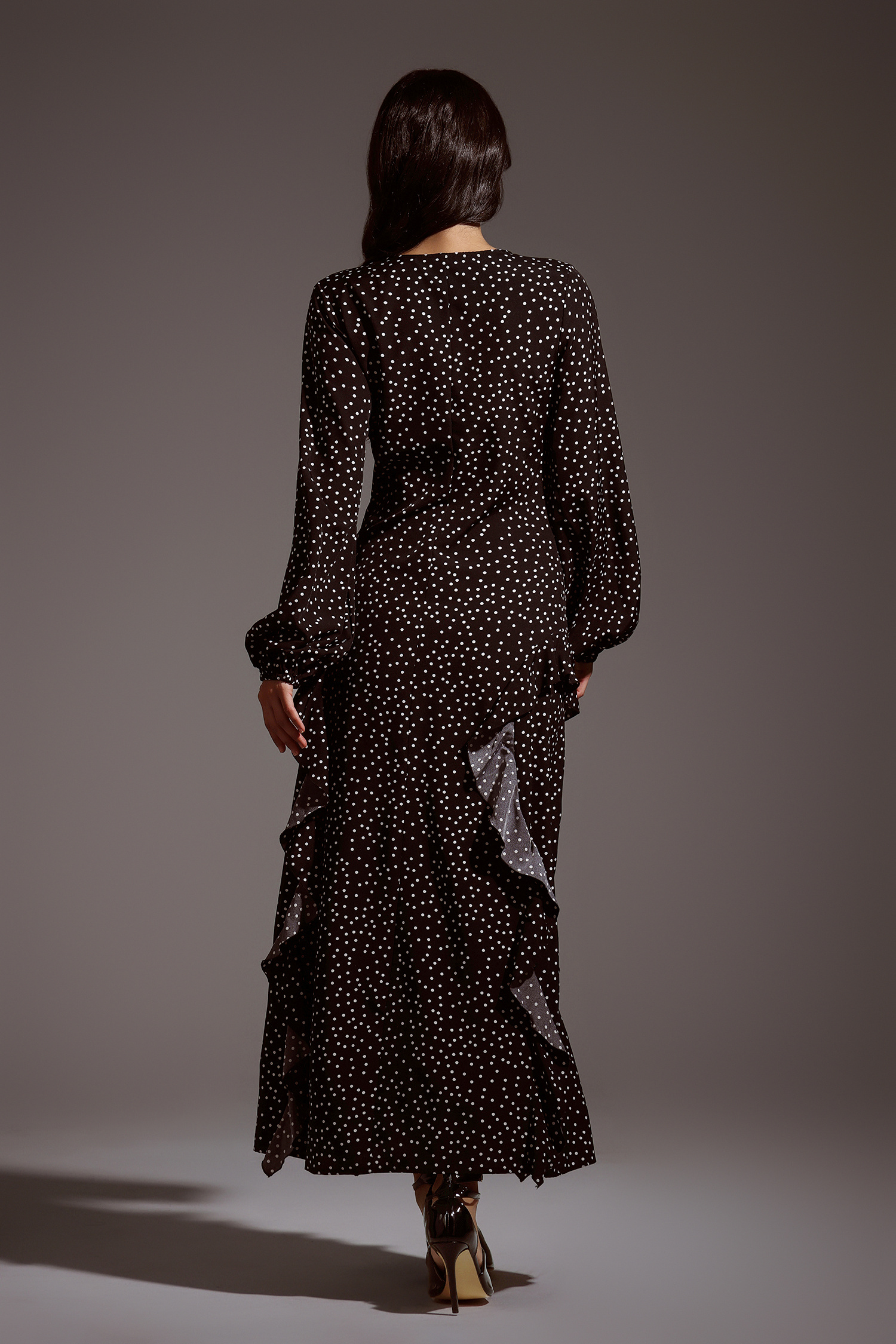 Debra Dot Long Sleeves Maxi Dress