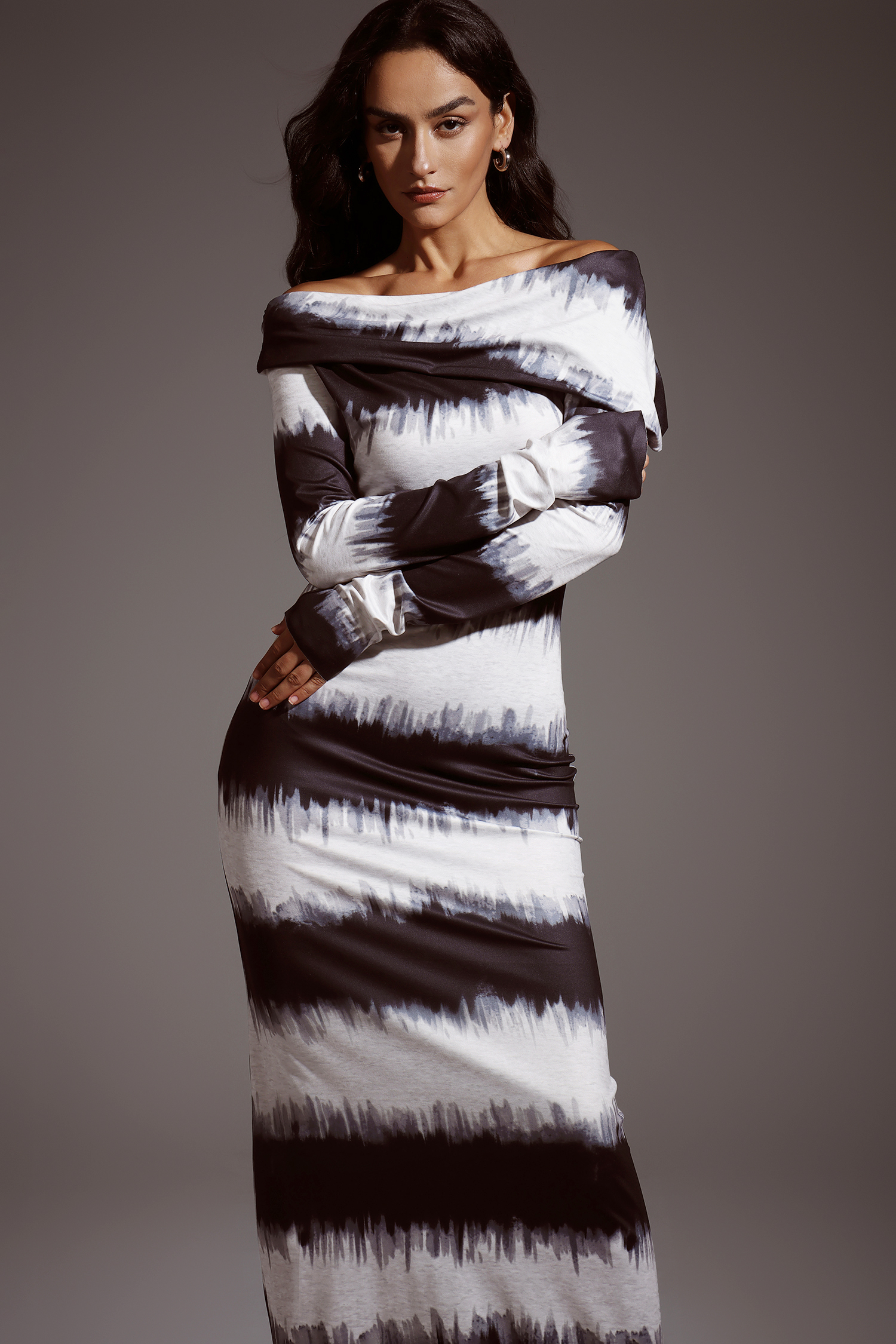 Sefa Stripe Long Sleeves Maxi Dress