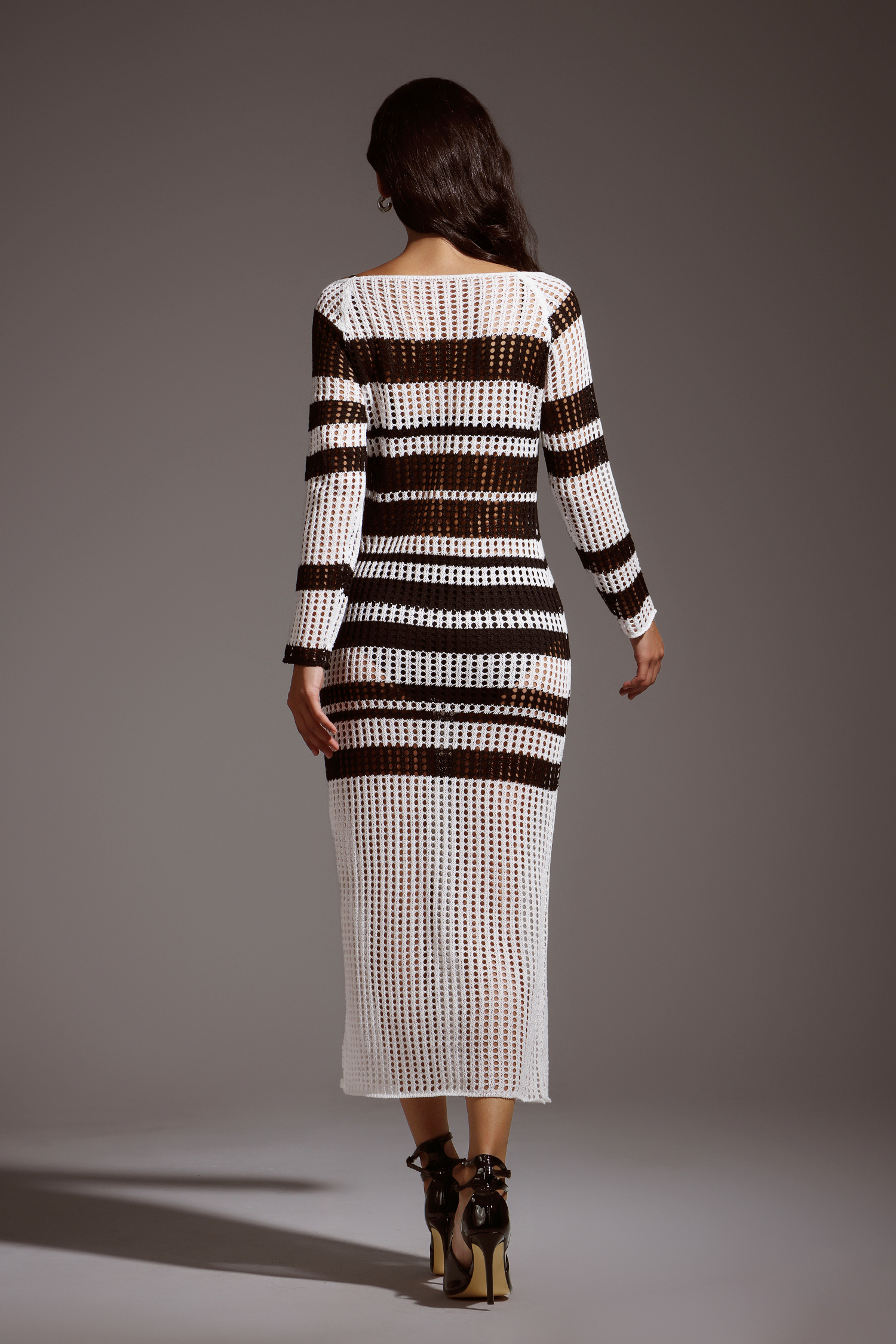 Xaler Stripe Long Sleeves Maxi Dress