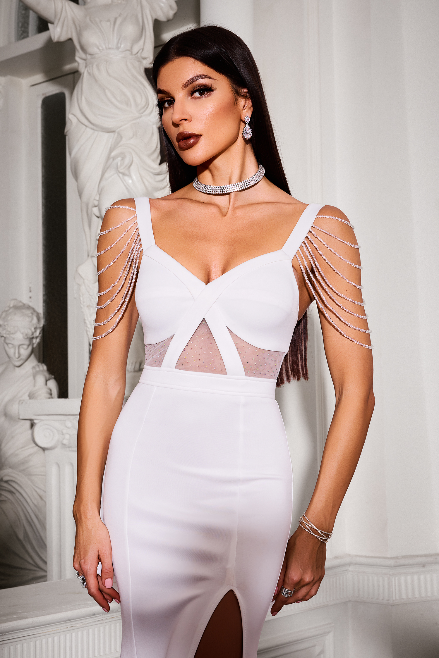 Easton Diamante Chain Cut Out Maxi Dress