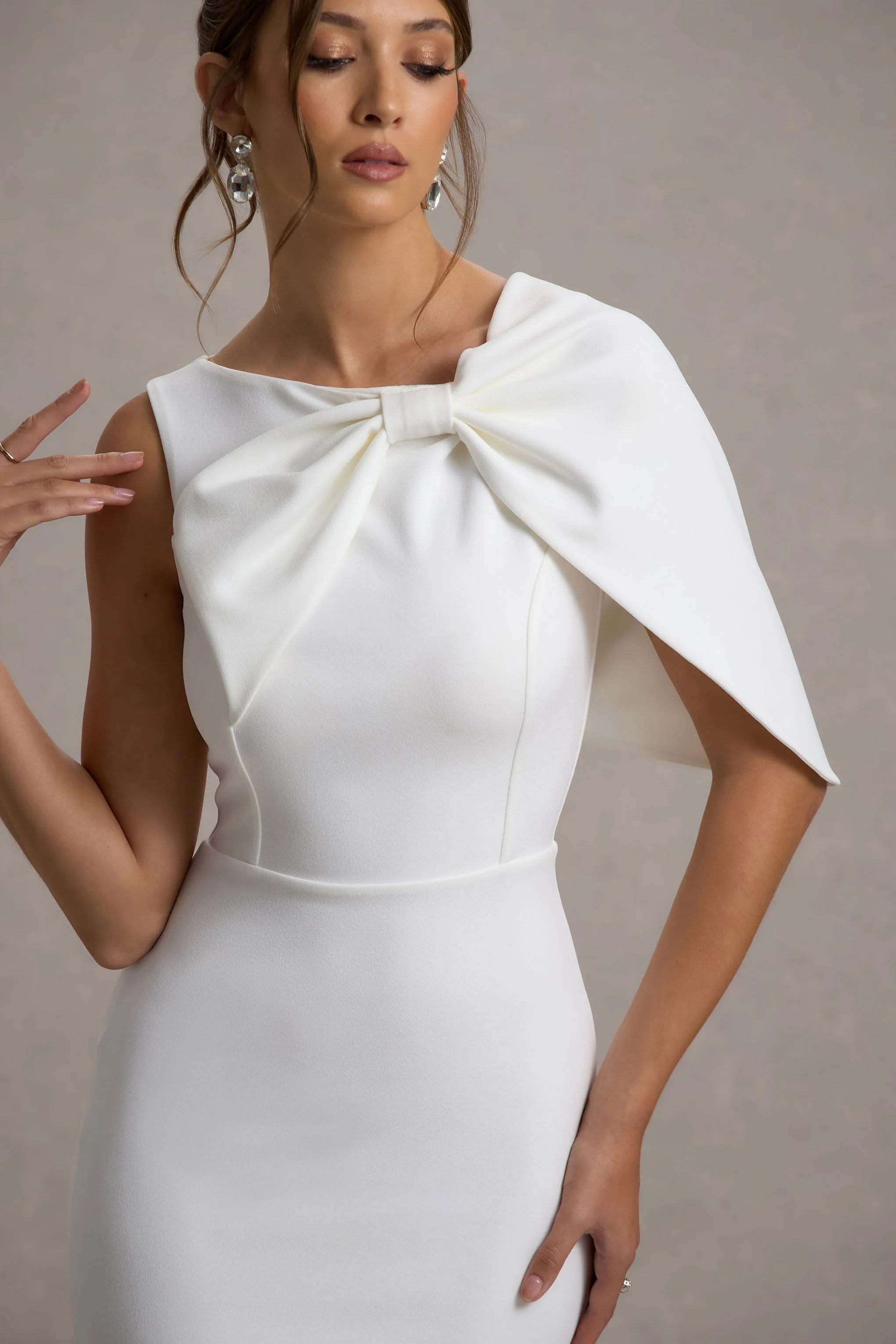 White One-Sleeve Maxi Dress