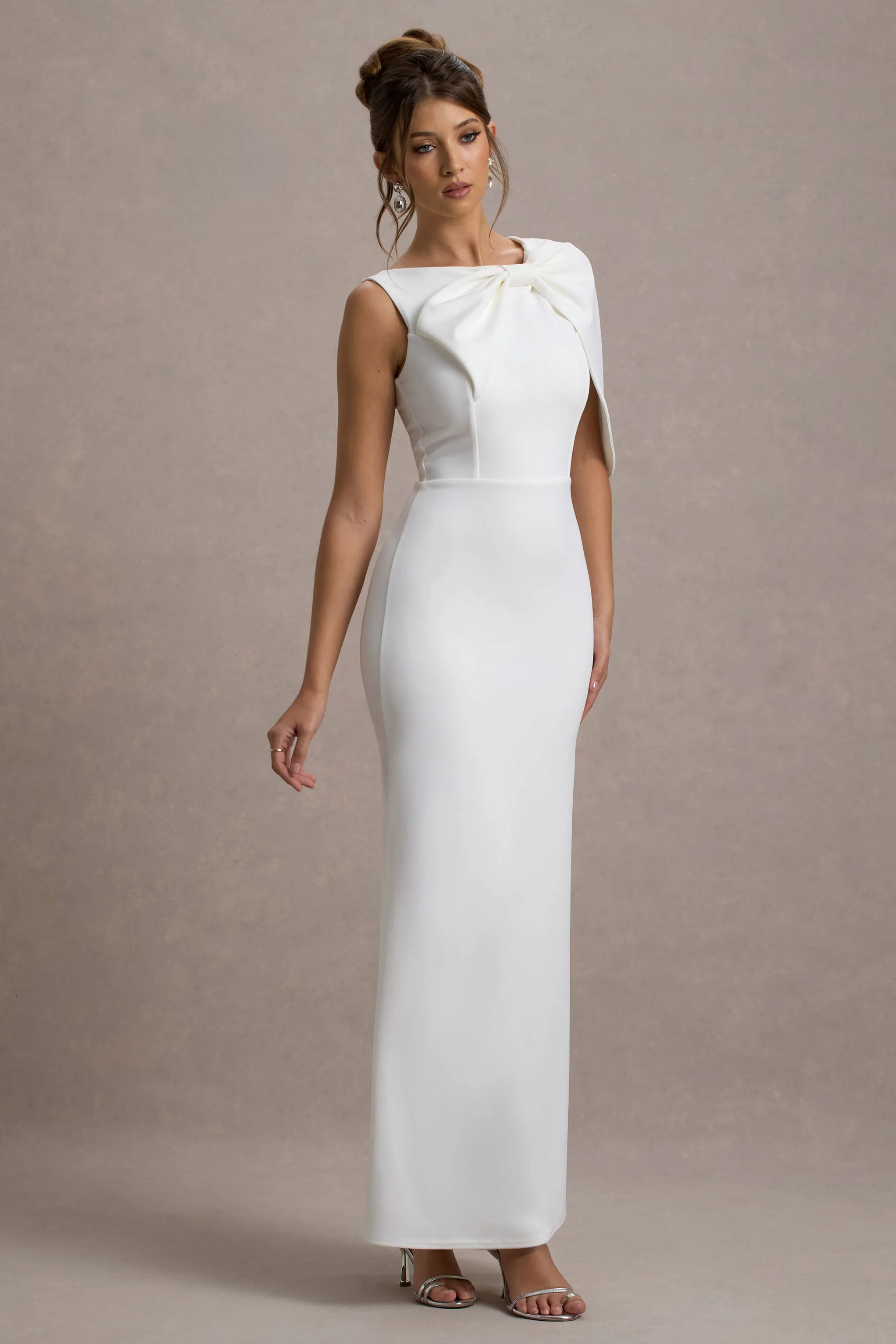 White One-Sleeve Maxi Dress