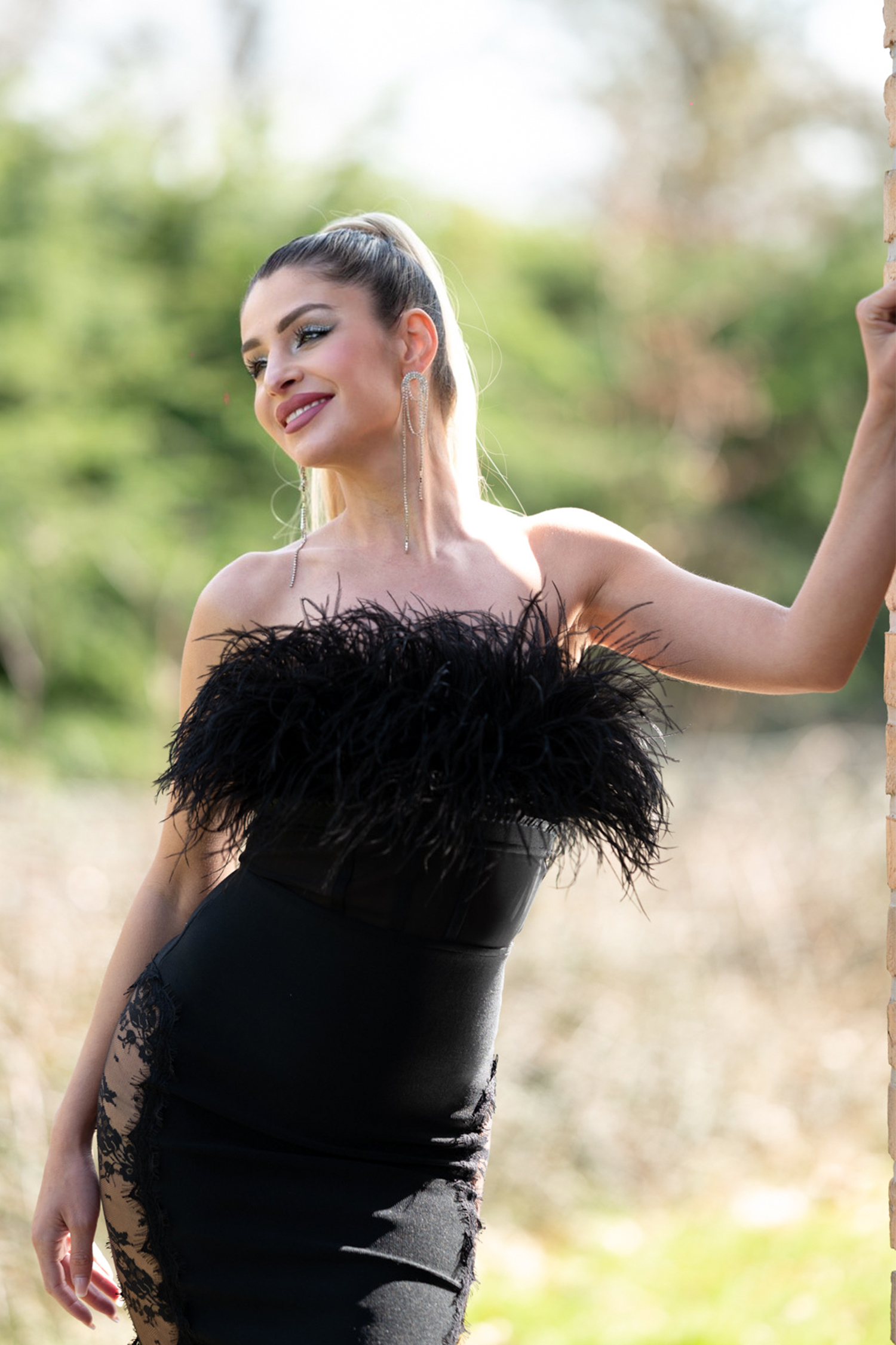 Aanisah Feather Midi Bandage Dress