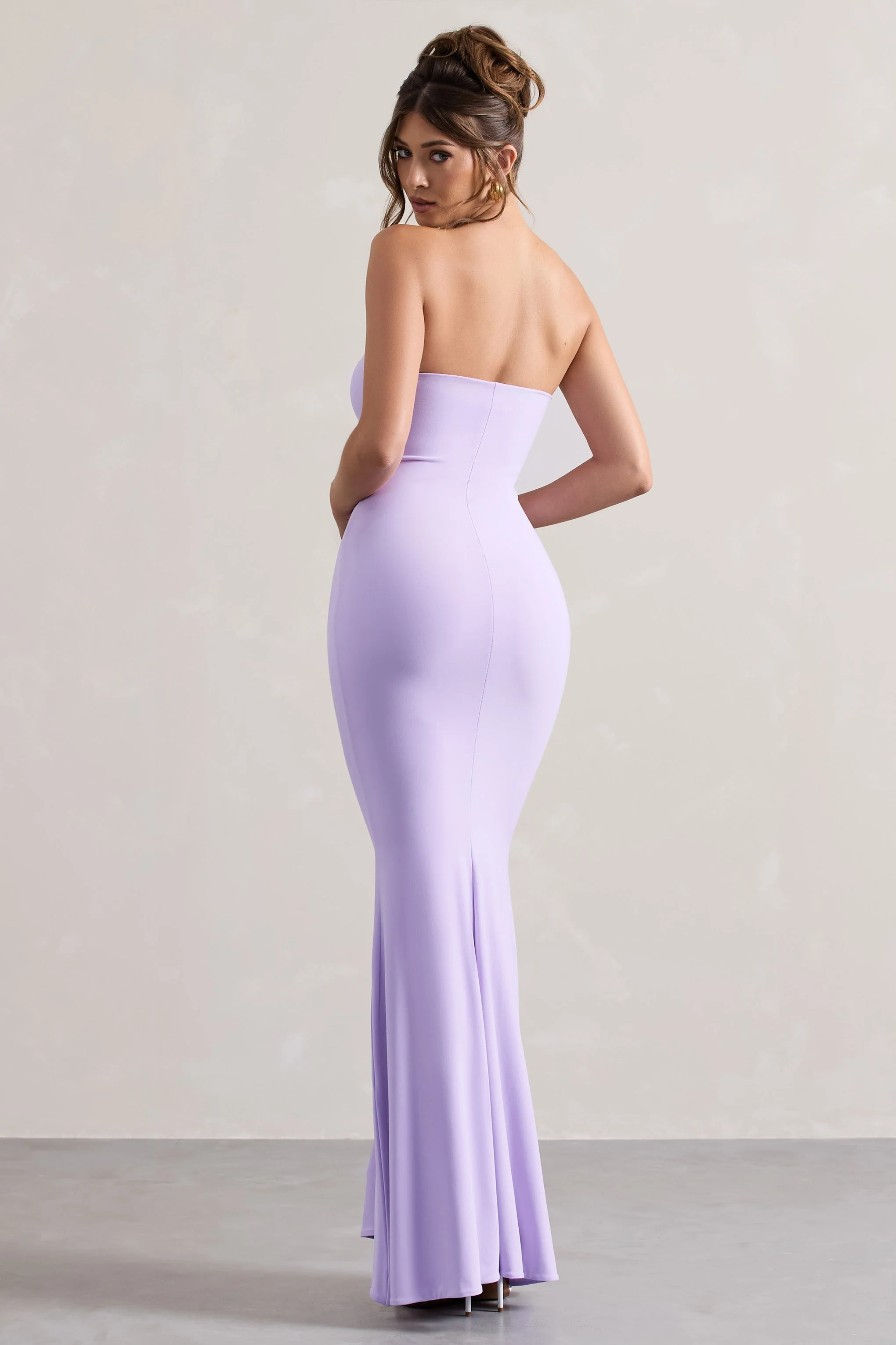 Lilac Bandeau Fishtail Maxi Dress