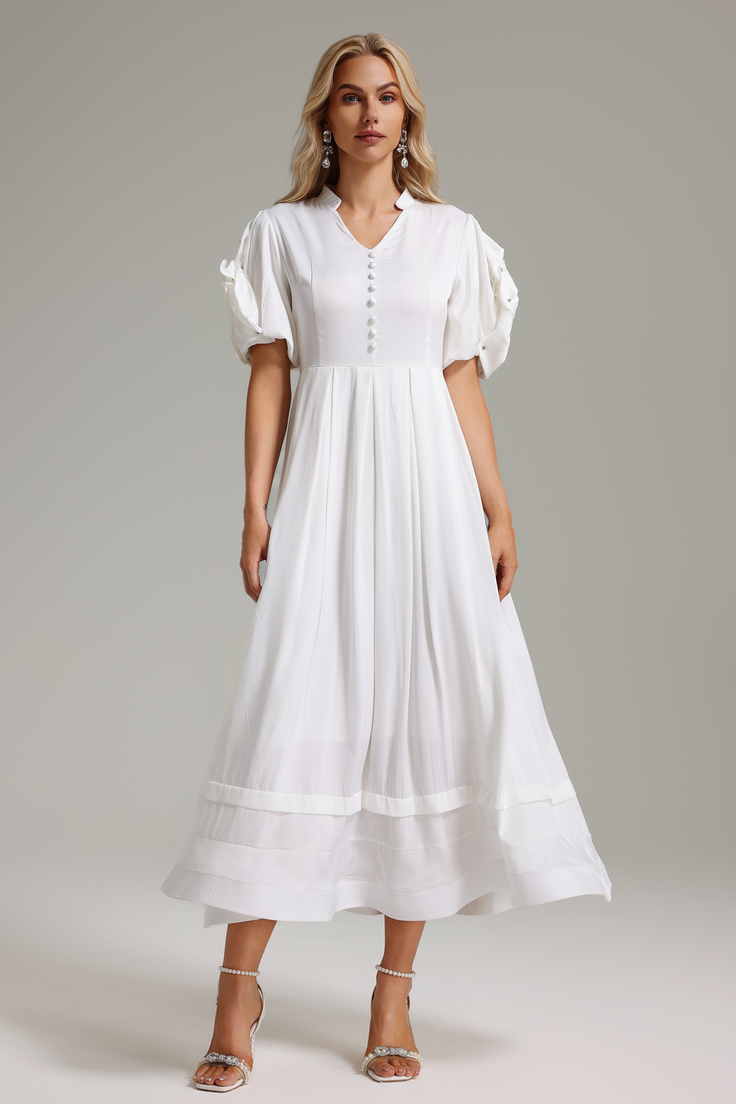 Dlasa Floral Embellished Sleeves Dress